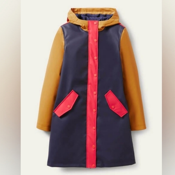 Boden Jackets & Blazers - Boden Morris Waterproof Mac Colorblock Hooded Rain Coat